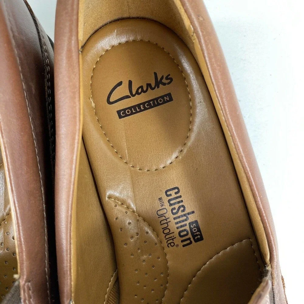 Clarks Tilden Free Slip On Loafers Dark Tan Comfort‎ Shoes Goring Mens Size 11 M